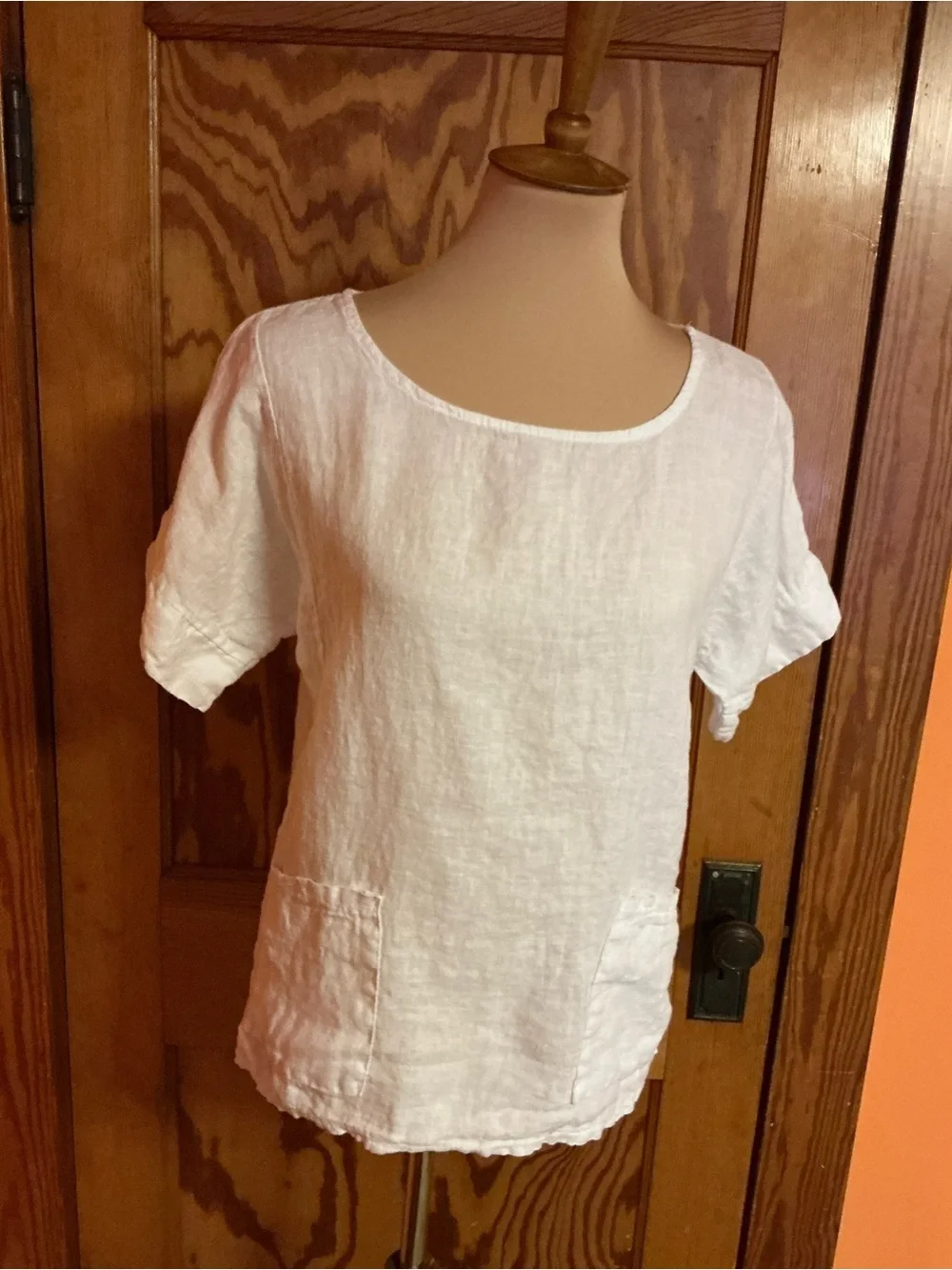 Francesca Bettini White Linen Tunic Top Made in Italy Pockets Medium - Picture 12 of 15